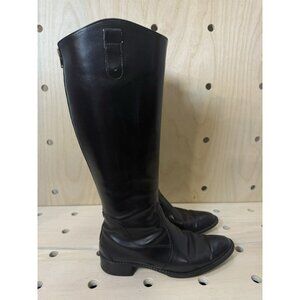 Pertti Palmroth Black Leather Tall Riding Boots Made in Finland Back Zipper 9